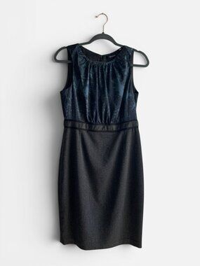 Tahari Sleeveless Sheath Dress Size 8 Gray Blue Career Office Cocktail NWT